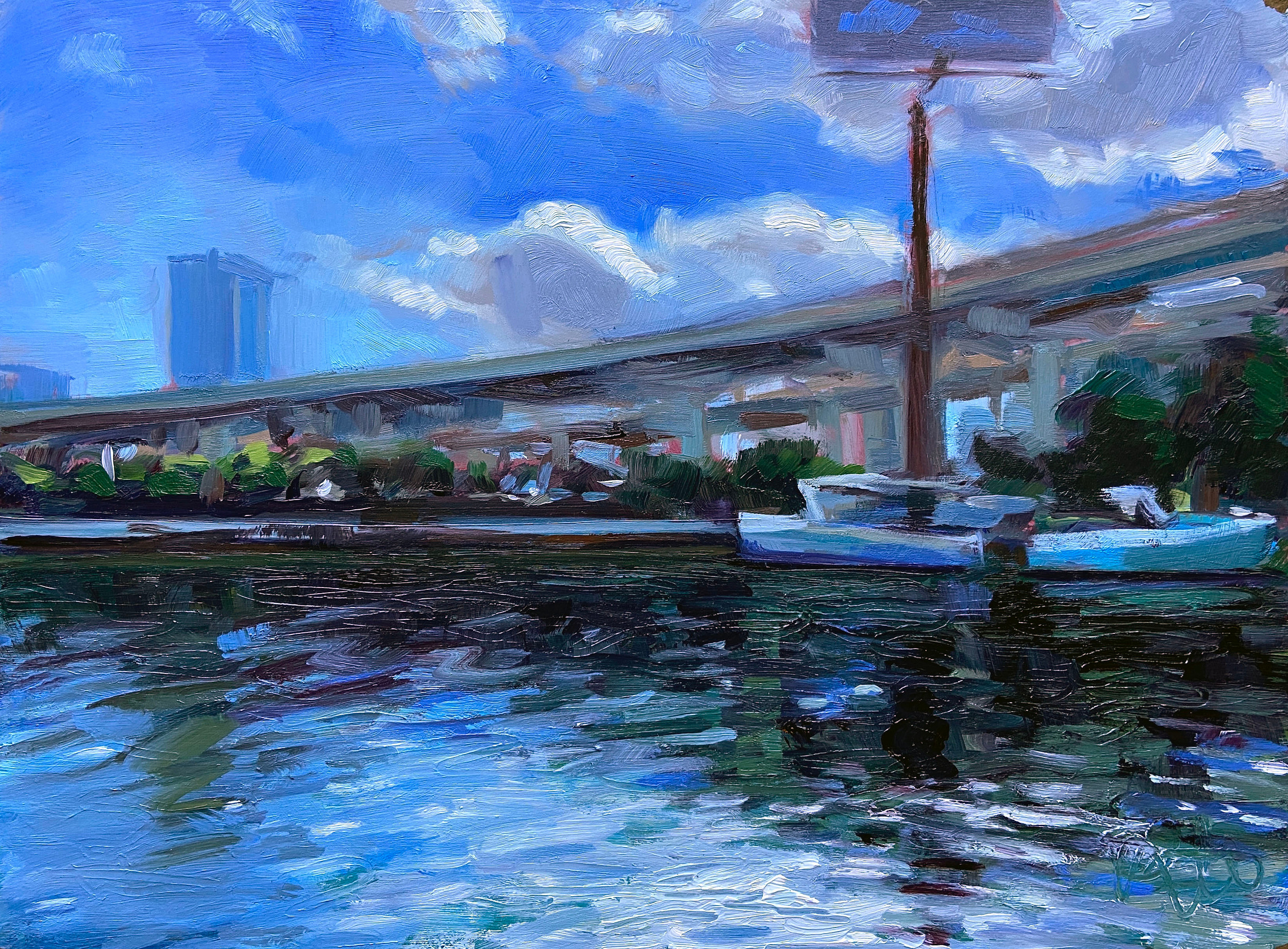 Miami River Overpass, 2021
9 x 12 in. Oil on Panel
View from Jose Marti Park - Miami, FL
Private Collection